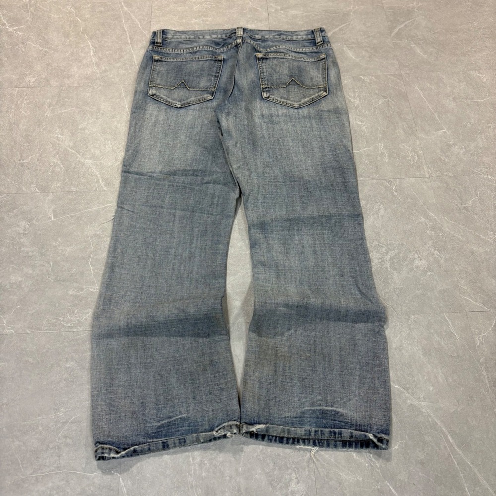 Old Navy Mens Relaxed Bootcut Jeans Light Wash Distressed Blue Denim 34x30